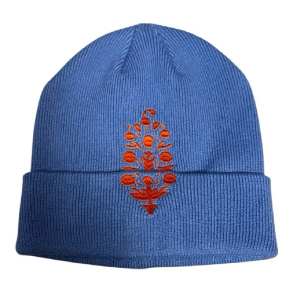 Free People Movement Iconic Buti Beanie in blue with orange embroidery - Picture 1 of 2
